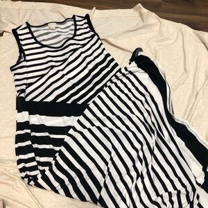Chico's Black and White Striped Maxi Dress